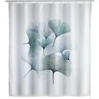 Wenko Rideau de douche anti-moisissure Ginkgo - Polyester - 180 x 200 cm - Gris