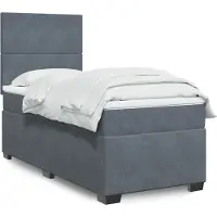 vidaXL Lit boxspring avec matelas gris foncé 80x200 cm velours