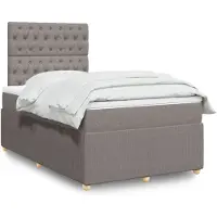vidaXL Lit Boxspring avec matelas Taupe 120x190 cm Tissu