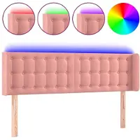 vidaXL LED Tête de lit rose 147x16x78/88 cm velours