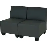 Mendler Modular Canapé 2 places Canapé Lyon, similicuir gris foncé, sans accoudoirs