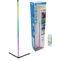 Grundig Lampe de sol à LED - - Lampadaire - 140cm - Dimmable RGBW et lumière blanche - Incl. télécommande et détecteur de musique
