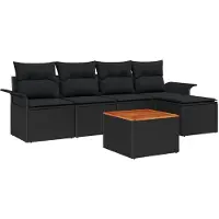 vidaXL Ensemble de canapés de jardin avec rangement, 6 pièces, noir, en rotin synthétique