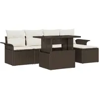vidaXL Ensemble de canapés de jardin , 6 pièces, couleur marron [Matériau synthétique] : rotin synthétique