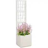 vidaXL Jardinière avec treillis , blanche, 36 x 36 x 140 cm, PP