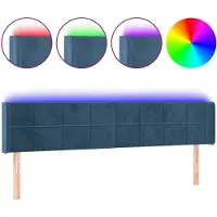 vidaXL Tête de lit LED bleu foncé 203x16x78/88 cm velours