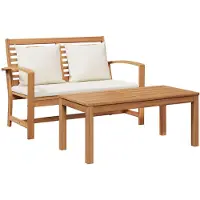 vidaXL Ensemble de bancs et tables de jardin avec coussins, 2 pièces, marron et crème