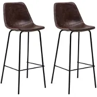 Happy Garden Lot de 2 tabourets de bar vintage LUCIEN marron - Hauteur d'assise 75cm