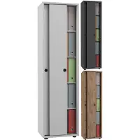 Hioshop Armoire de bureau Livres Classeurs Meuble de bureau Armoire Ulas 5 portes coulissantes Armoire de bureau Livres Classeurs Meuble de bureau Armoire Ulas 5 portes coulissantes