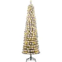 Black Box Trees Charlton Narrow Artificial Christmas Tree with Warm White LED Lights - H185 x Ø53 cm - Green Frosted