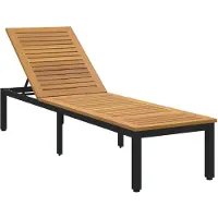vidaXL Chaise longue noire 200 x 55 x 35 cm en bois massif d'acacia
