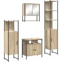 vidaXL Ensemble de meubles de salle de bain , 4 pièces, imitation chêne Sonoma, 33 x 33 x 185,5 cm