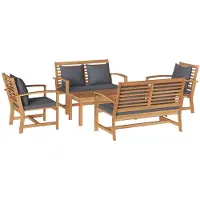 vidaXL Ensemble de 5 assises de jardin , en bois d'acacia massif de couleur naturelle