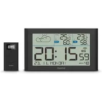 Hama Wetterstation Sylt, mit Außensensor, Funk, Wecker, Schwarz (00222216)
