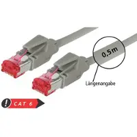 Tecline Câble patch S/FTP, PiMF, Cat 6, gris, 1,5 m sans halogène, avec câble Draka et connecteurs Hiroso TM21 (ancienne désignation S/STP) (718015)