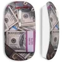MANIACASE Souris sans fil - Dollars billets - Blanc - Clé USB wifi - Compatible Mac et PC