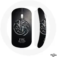 MANIACASE Souris Sans Fil - Game Of Thrones - Targaryen - Rouge et Noir - Clé USB Wifi - Compatible Mac et PC