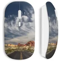 MANIACASE Souris sans Fil - - US road - Clé USB wifi incluse - Compatible Mac et PC - Blanc
