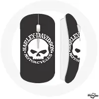 MANIACASE Souris Sans Fil - Harley Davidson - Tête de mort - Noir - USB wifi - Compatible Mac et PC