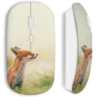 MANIACASE Souris Sans Fil - Cute Fox - Renard - USB - Compatible Mac et PC - Blanc