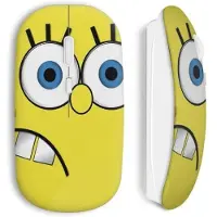 MANIACASE Souris Sans Fil - Bob l'Éponge - Jaune - Compatible Mac et PC - Clé USB Wi-Fi incluse
