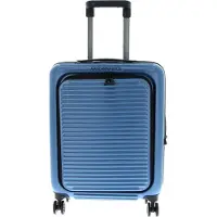 Mandarina Duck Valise cabine premium avec poche avant, design chic et intemporel, Valise, Bleu, Gris