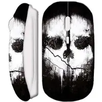 MANIACASE Souris sans Fil - Tête de mort - Blanc - USB Wi-Fi - Compatible Mac et PC - Design unique