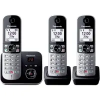 Panasonic Téléphone fixe sans fil Trio KX-TG6863 Noir et argent
