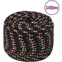 vidaXL Corde de bateau Noir 12 mm 100 m Polypropylène
