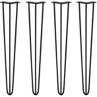 Monster 4 pieds de table en hairpin, longueur 71 cm, avec 3 barres, diamètre 10 mm, couleur noire