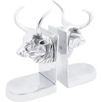 vidaXL Serre-livres 2 pcs Argent 17x15x27 cm Aluminium Bull