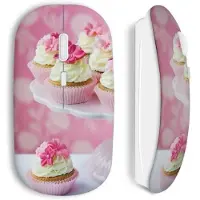 MANIACASE Souris Sans Fil - Cupcake - Rose - Design Cupcake - USB Wifi - Compatible Mac et PC