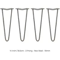 Monster 4 pieds de table en acier brut, de 35,5 cm de long, avec 2 traverses, section de 10 mm
