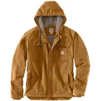 Carhartt Relaxed Fit Washed Duck Sherpa-Lined Utility Jacket Brown - M