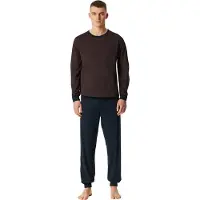 Schiesser Pyjama long bleu nuit / rouille