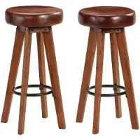 vidaXL Chaises de bar lot de 2 cuir véritable et bois d'acacia solide