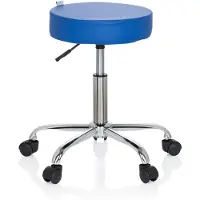 Hjh OFFICE Tabouret / Siège Pivotant / Siège Technique Operator Ii Simili-Cuir Bleu Chrome