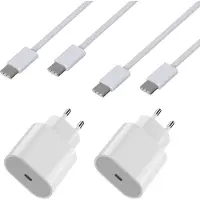 Phonillico Lot 2 Chargeurs Rapide 20W + 2 Cables USB-C USB-C 1 mètre pour iPhone 16 / 16 PLUS / 16 PRO / 16 PRO MAX