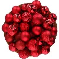 Giftsome 60 Boules de Noël Rouge - Décoration Plastique pour Intérieur/Extérieur Ø6/7cm
