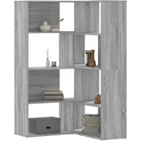 vidaXL Bibliothèque d'angle à 4 niveaux sonoma gris bois d'ingénierie