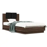 vidaXL Cadre de lit avec tête de lit brun aspect chêne 90x200 cm