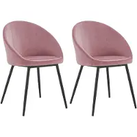 Happy Garden Lot de 2 chaises vintage DIANE velours rose