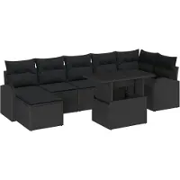 vidaXL Ensemble de canapé de jardin avec coussins 8 pcs noir