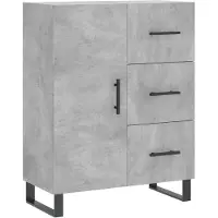 vidaXL Highboard gris béton 69,5x34x180 cm Bois composite