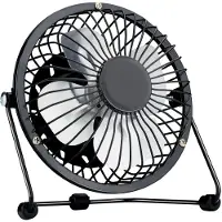 Lifetime Air Ventilateur USB Métal Ø13cm - Mini Ventilateur Silencieux Pour Table ou Bureau - Petit Ventilateur de Table Inclinable Avec Câble USB 110cm - Noir