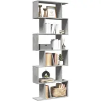 vidaXL Étagère séparatrice de pièce à 6 niveaux gris béton 70x24x193cm