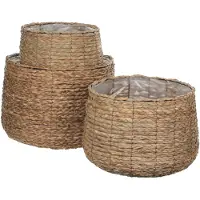 Mica Decorations Panier à plantes Avalon - Lot de 3 - H32 x Ø44 cm - Seagrass - Light brown