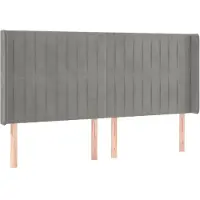 vidaXL Tête de lit avec oreilles gris clair 183x16x118/128 cm velours