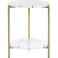 Beliani Table d'appoint REVA Effet marbre Blanc