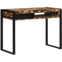 vidaXL Bureau Multicolore 100x50x75 cm Bois massif de récupération